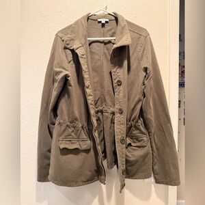 James Perse Standard Lightweight Cotton Utility Jacket Olive Green Size 4